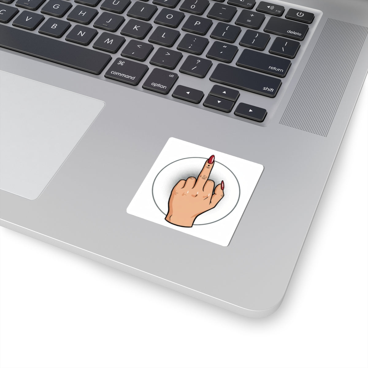 Middle Finger Sticker — Sassy Red-Nail Kiss-Cut Decal