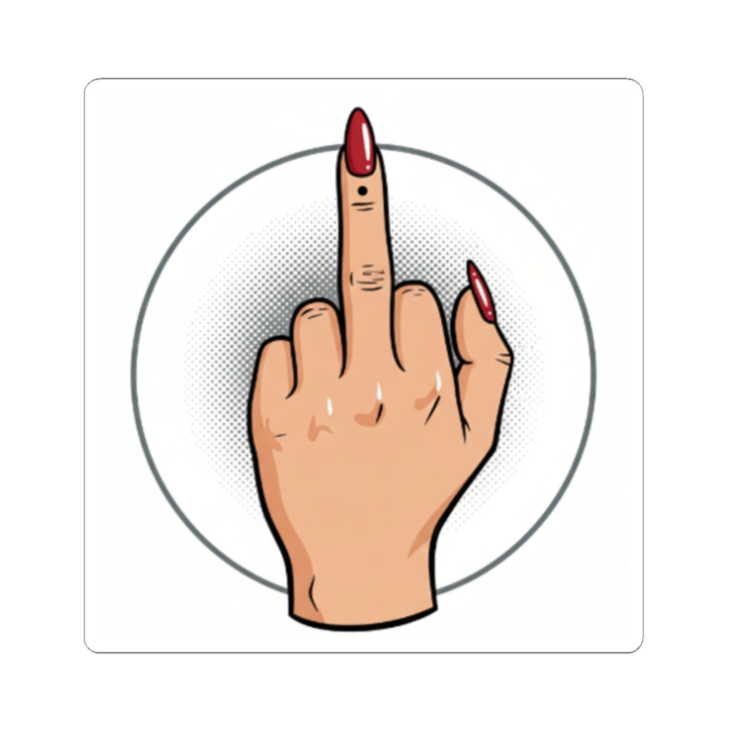 Middle Finger Sticker — Sassy Red-Nail Kiss-Cut Decal