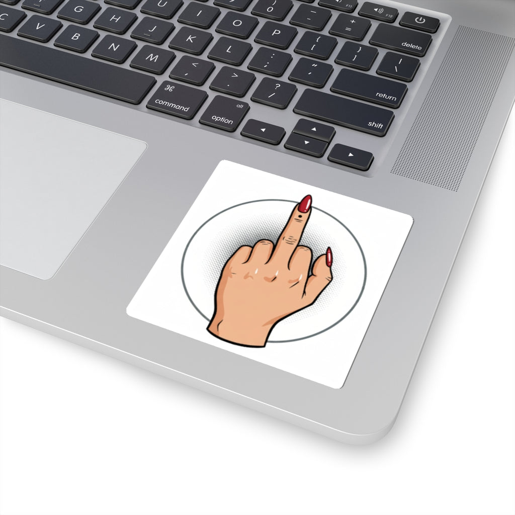 Middle Finger Sticker — Sassy Red-Nail Kiss-Cut Decal