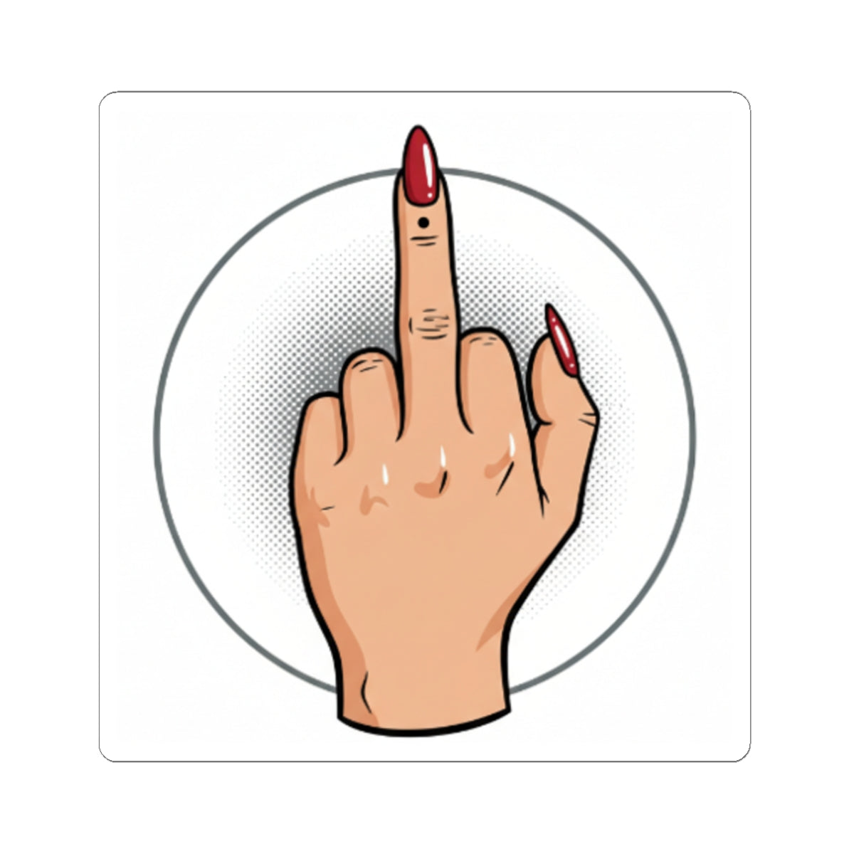Middle Finger Sticker — Sassy Red-Nail Kiss-Cut Decal